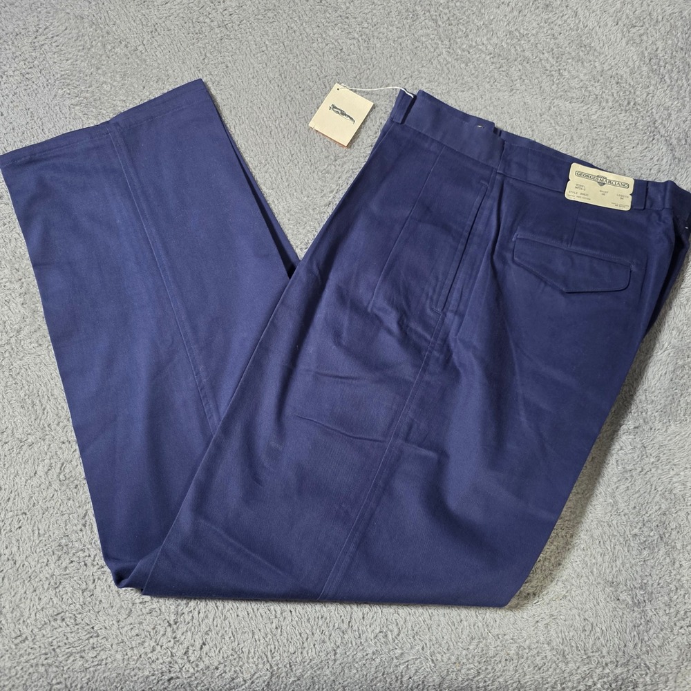 Georges Marciano Mens 36x34 Pleated Trousers Navy Blue Vintage Cotton MFIB-2